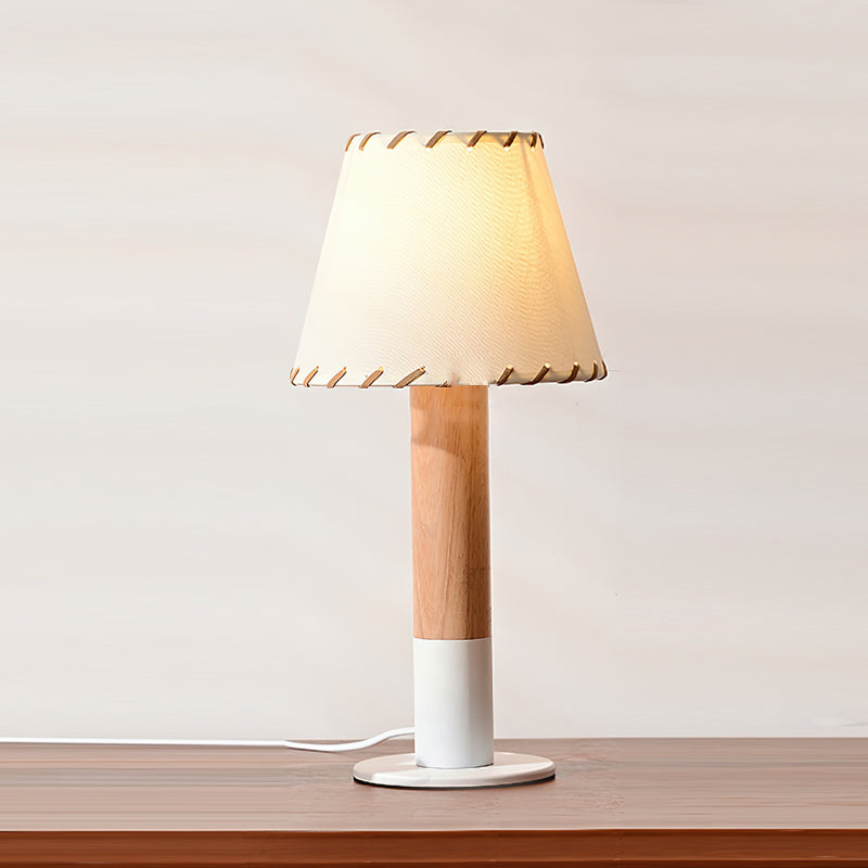 Wood Base Fabric Shade Table Lamp