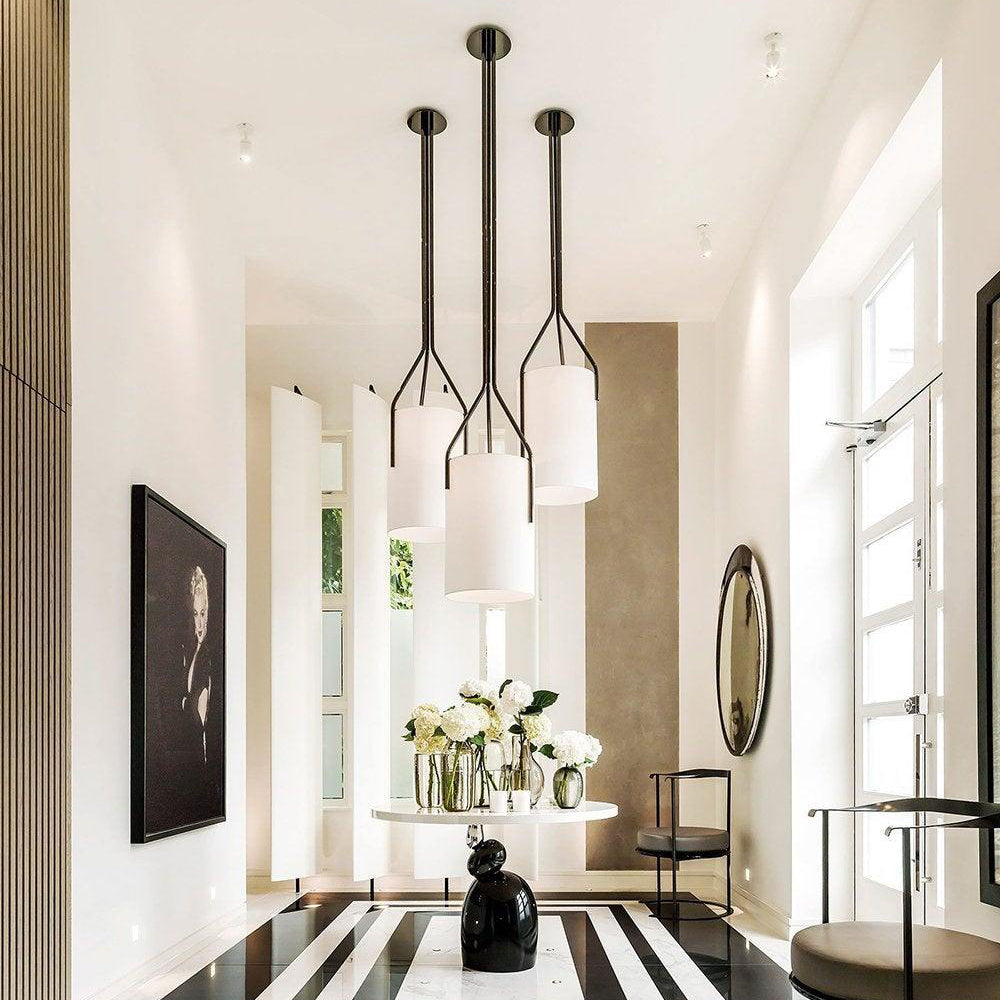Linen & Brass Tall Chandelier