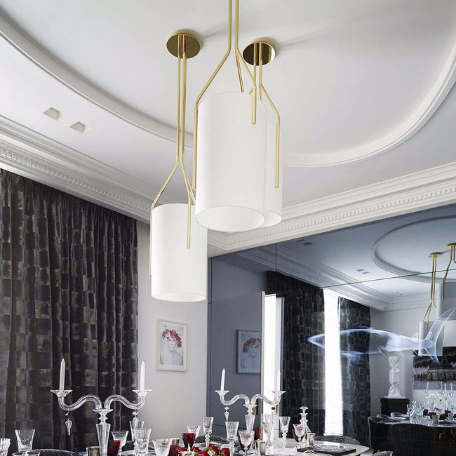 Linen & Brass Tall Chandelier