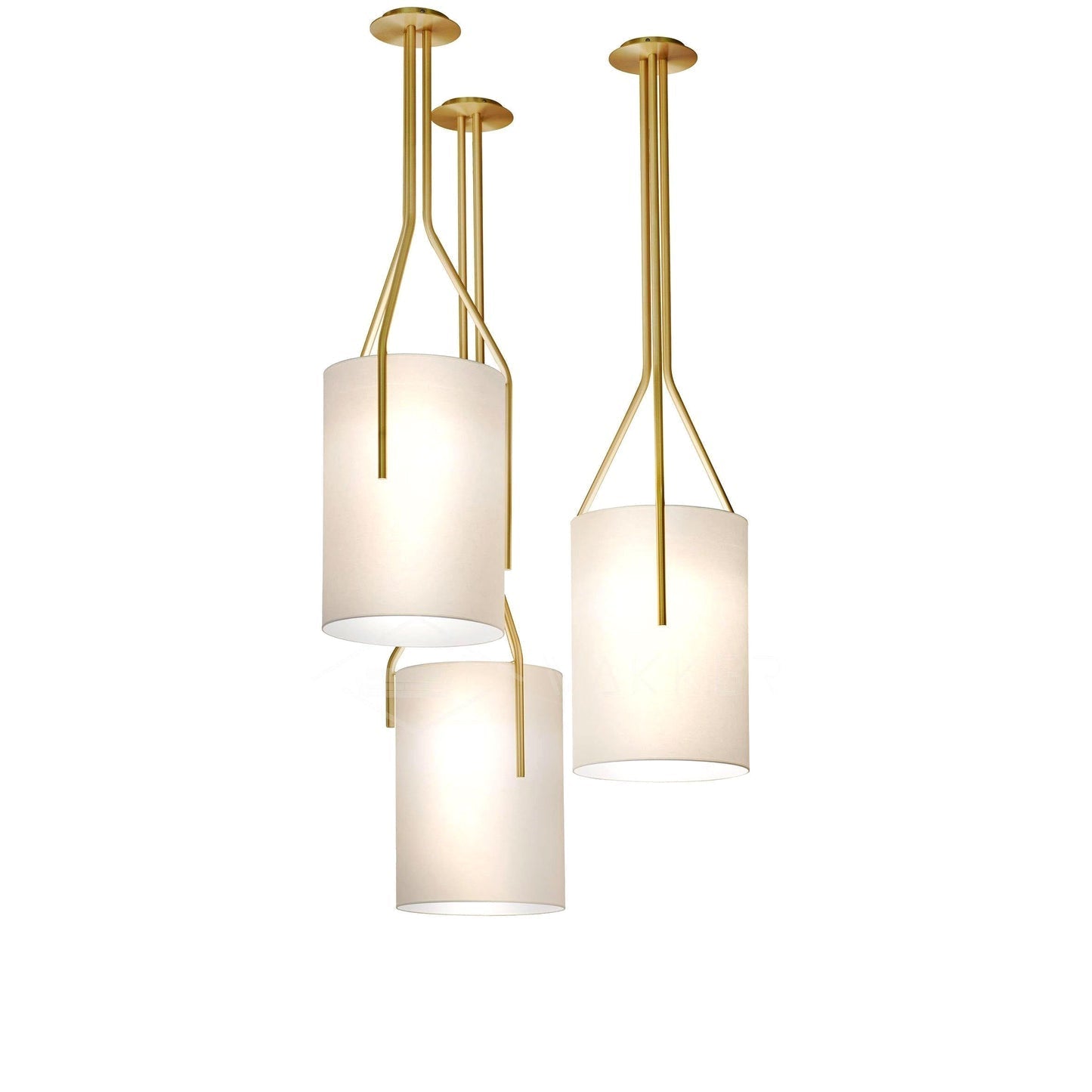 Linen & Brass Tall Chandelier