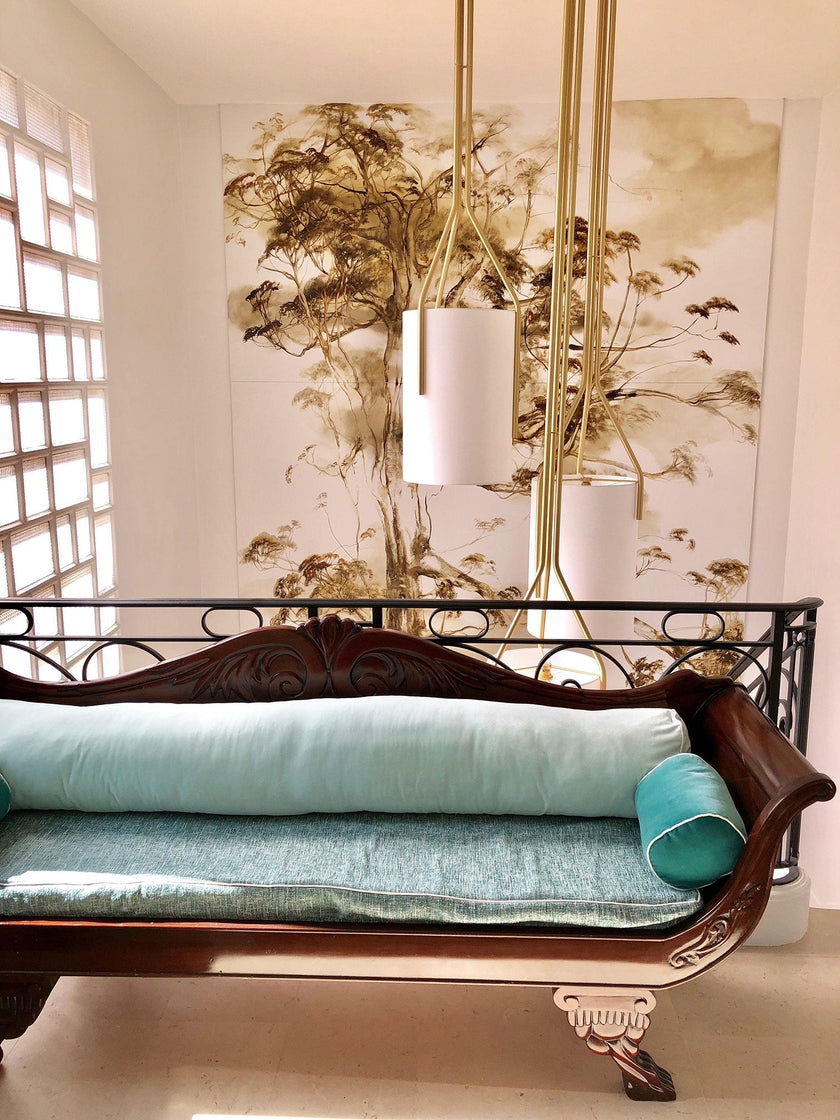 Linen & Brass Tall Chandelier