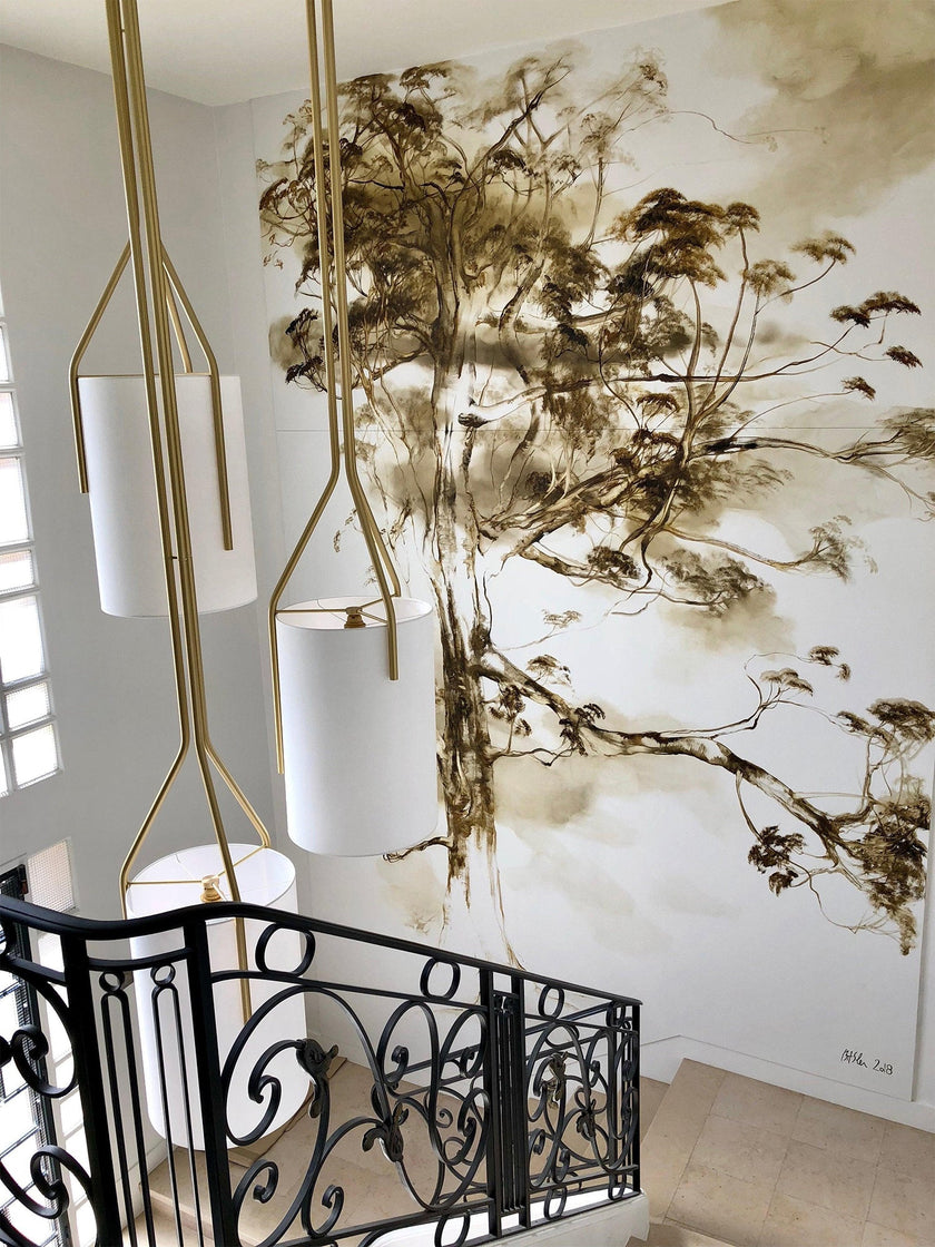 Linen & Brass Tall Chandelier