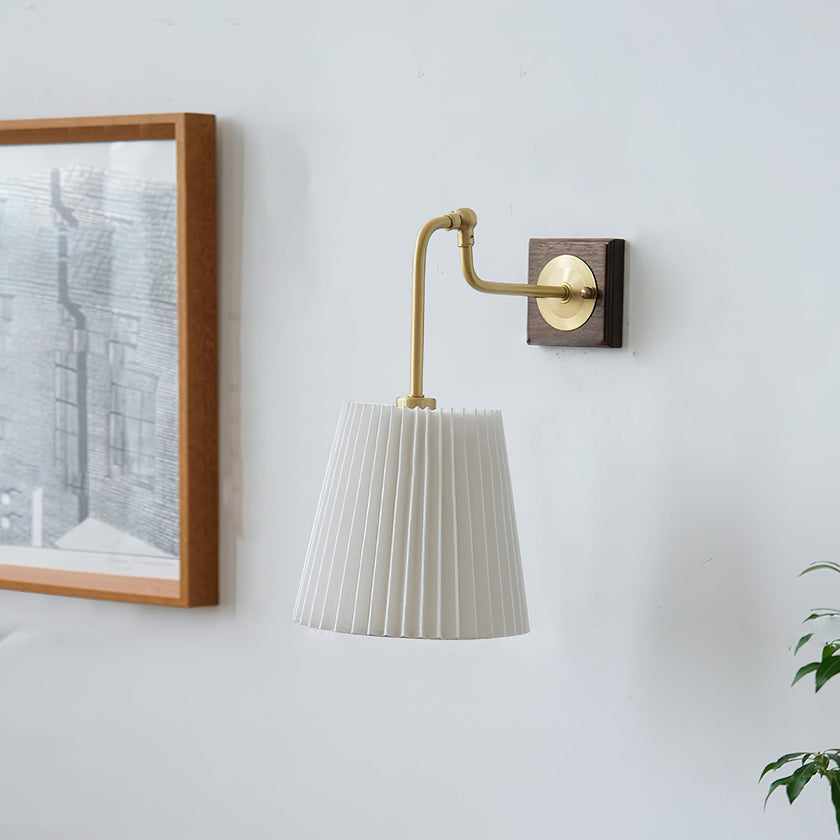 Calvrane Brass Pleated Wall Sconce