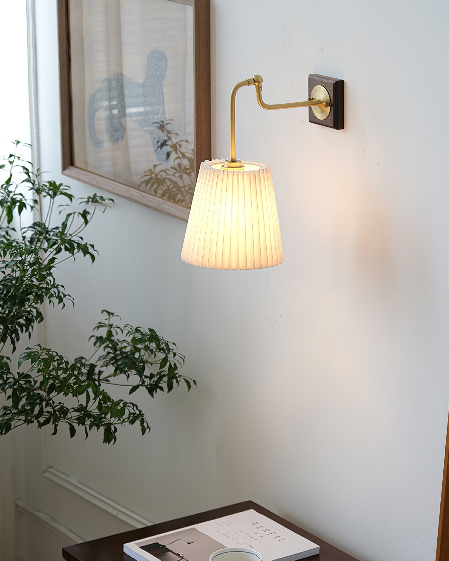 Calvrane Brass Pleated Wall Sconce