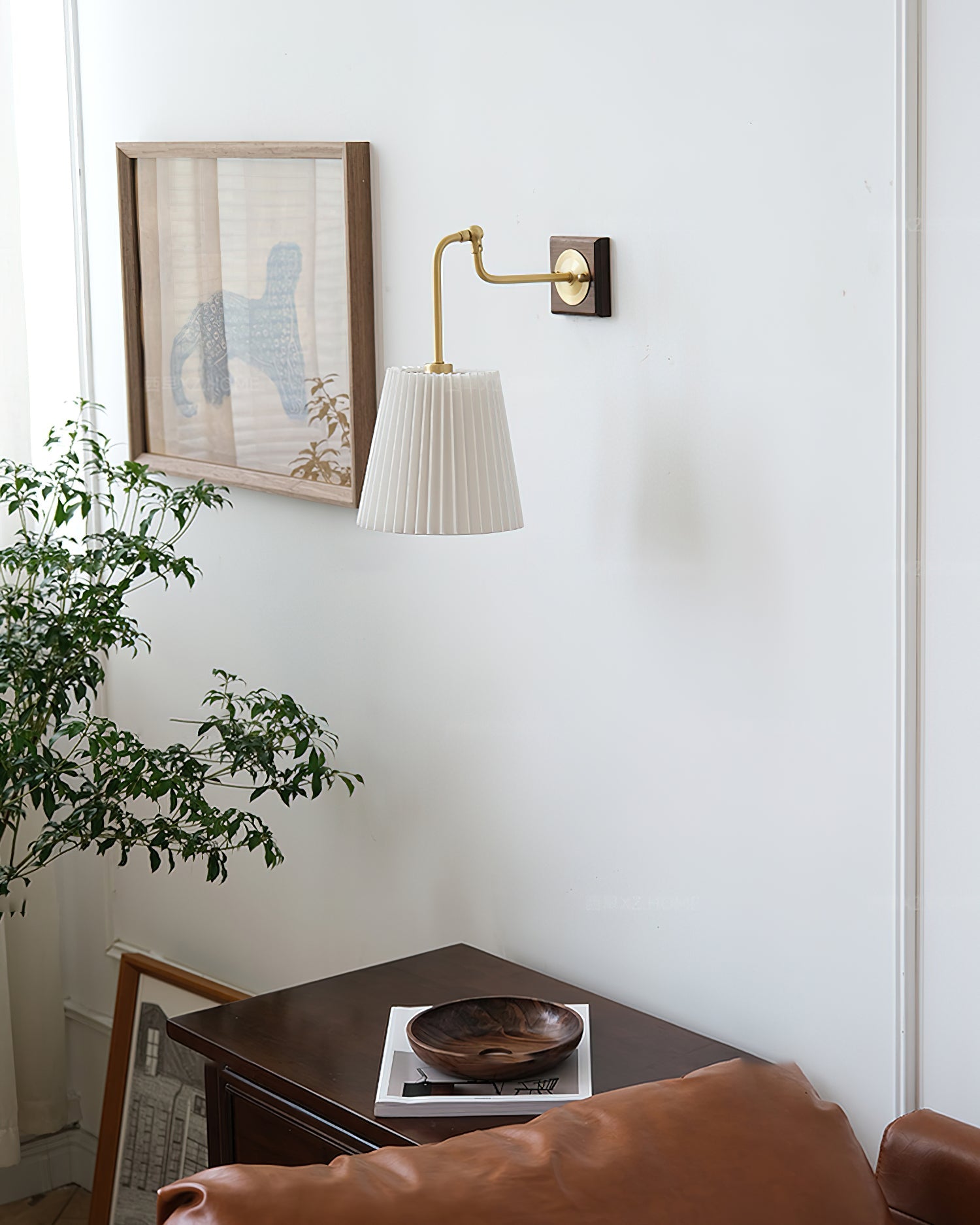 Calvrane Brass Pleated Wall Sconce