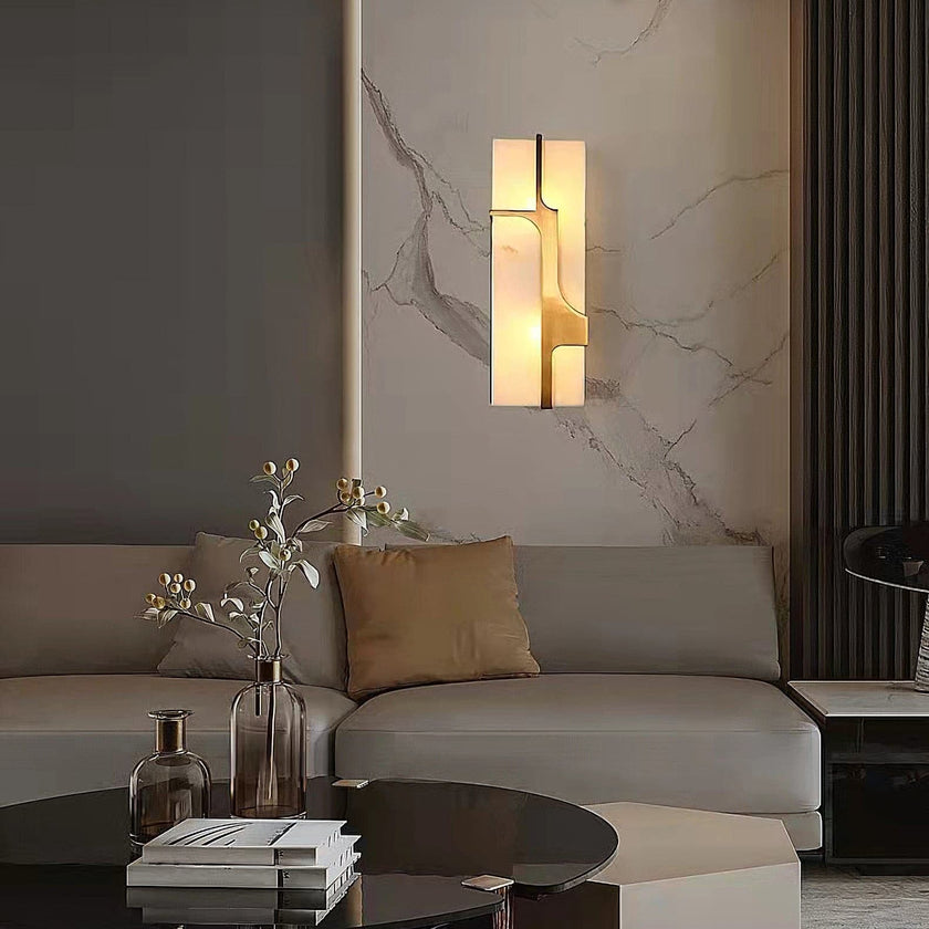 Modern Alabaster Brass Wall Light