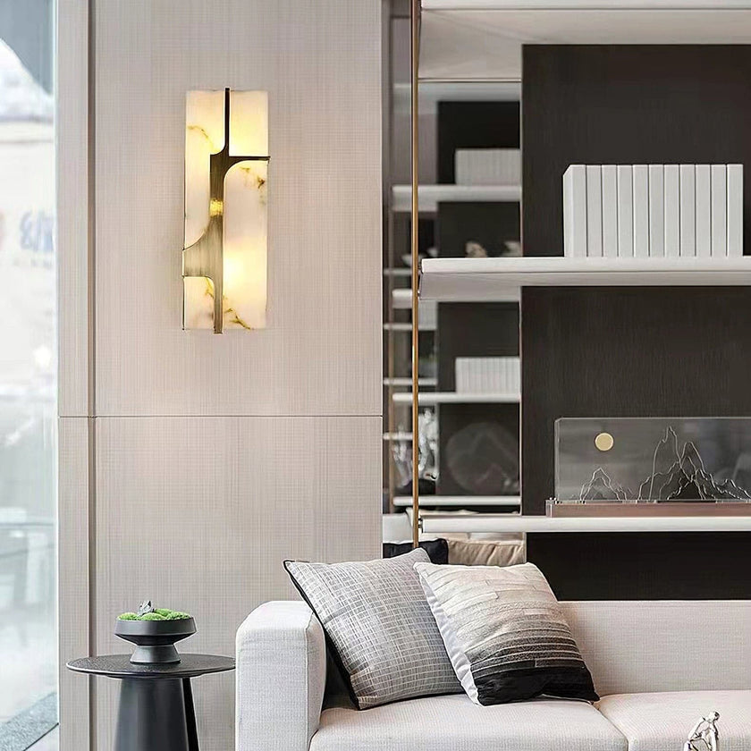 Modern Alabaster Brass Wall Light