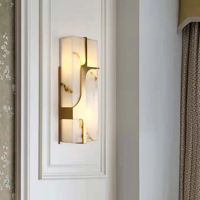 Modern Alabaster Brass Wall Light