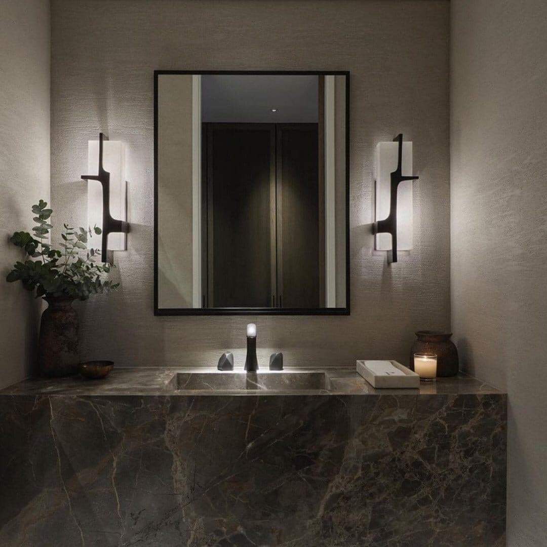 Modern Alabaster Brass Wall Light