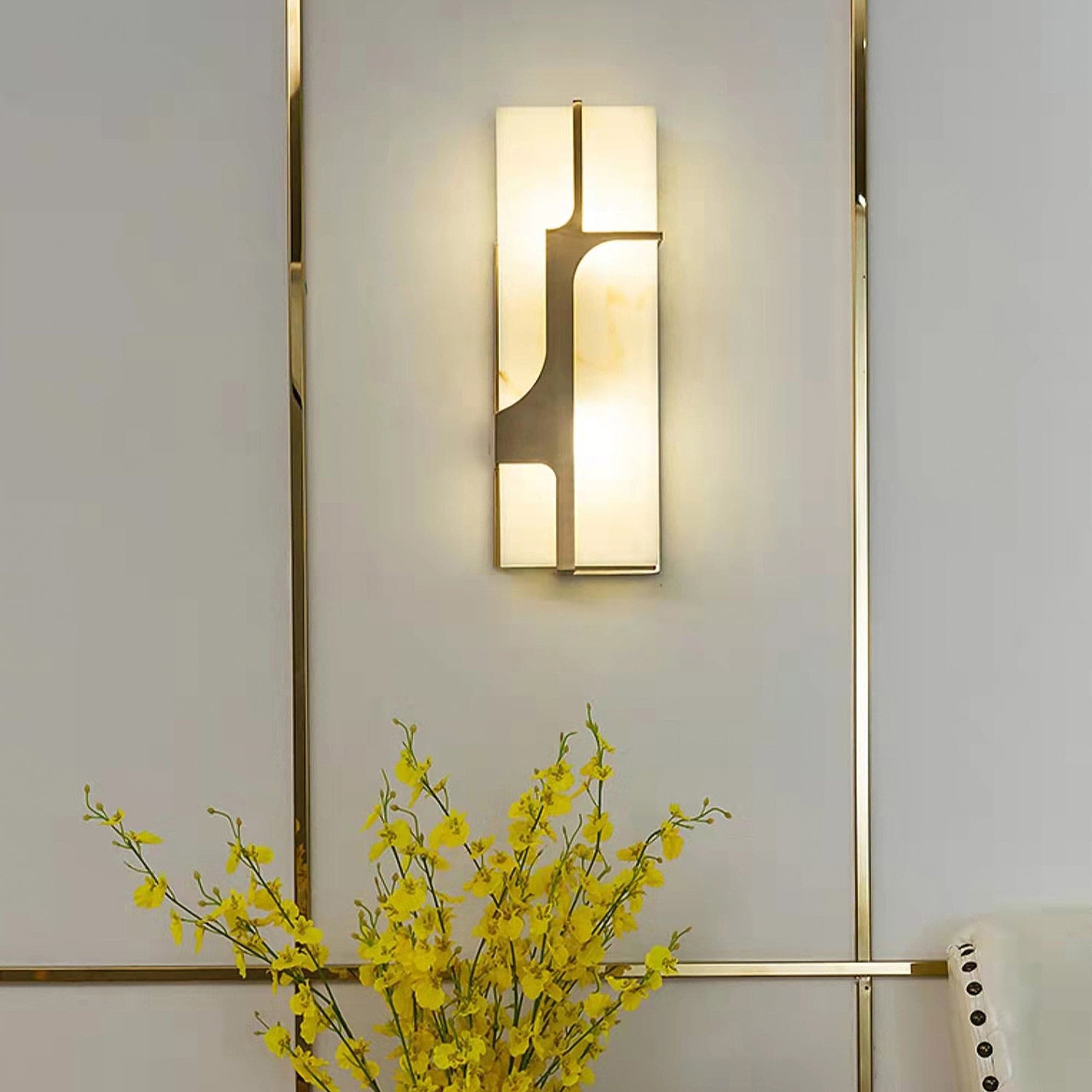 Modern Alabaster Brass Wall Light