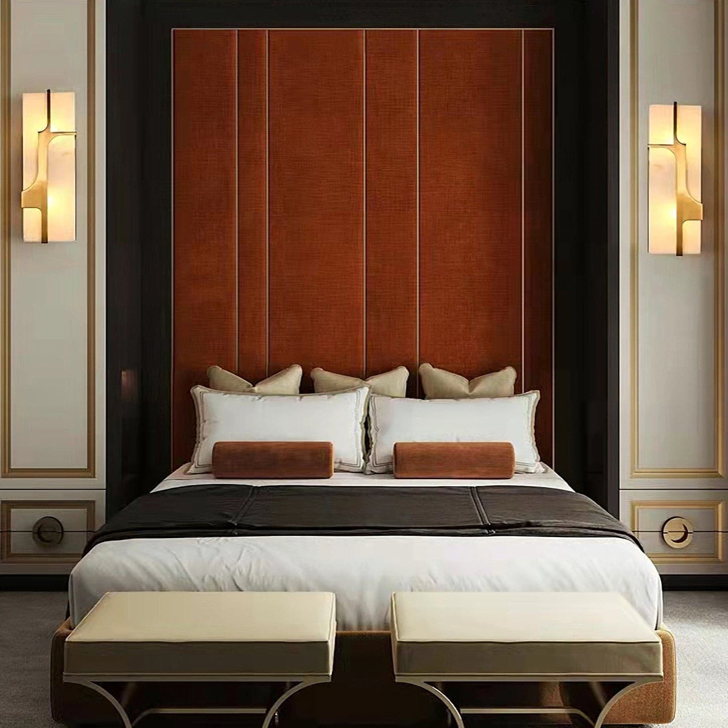 Modern Alabaster Brass Wall Light