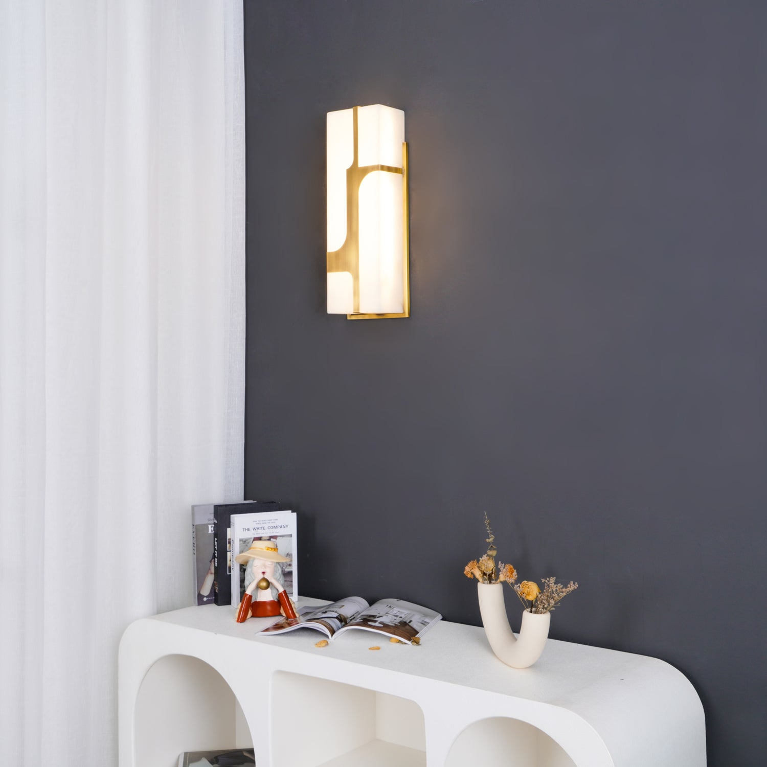 Modern Alabaster Brass Wall Light
