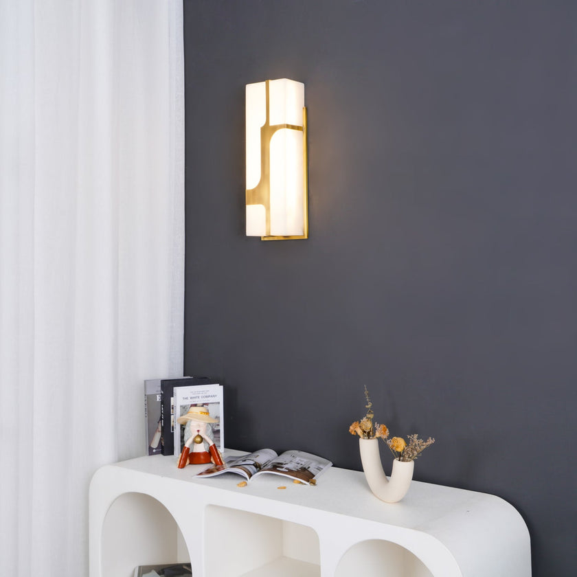 Modern Alabaster Brass Wall Light