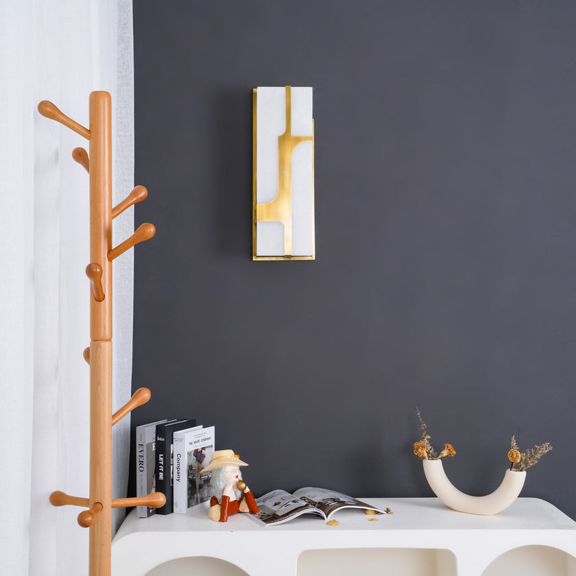 Modern Alabaster Brass Wall Light