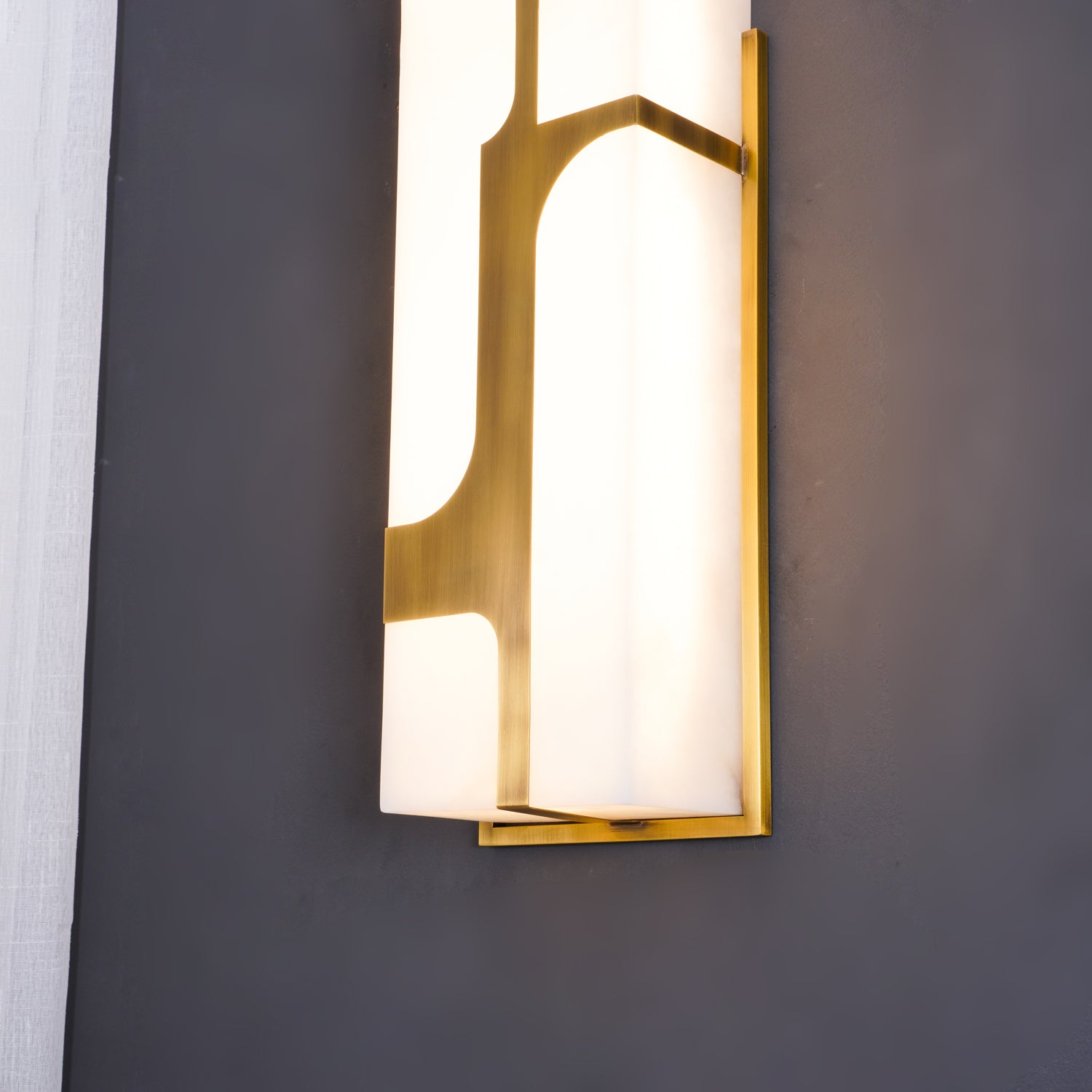 Modern Alabaster Brass Wall Light