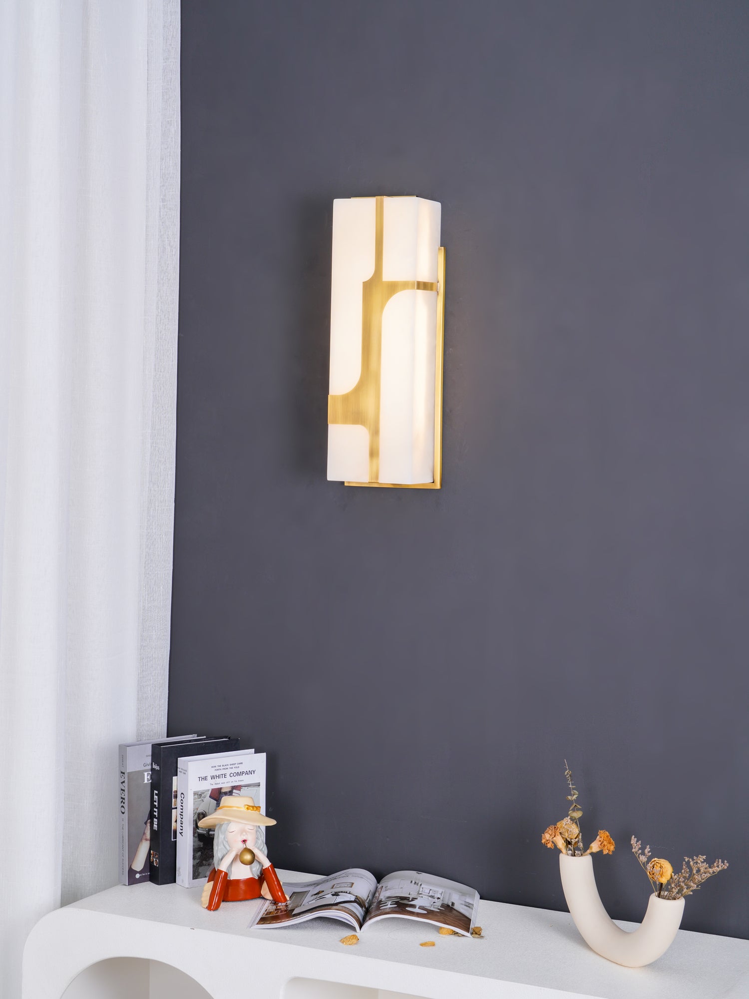 Modern Alabaster Brass Wall Light