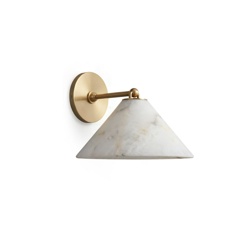 Calvrane Alabaster Brass Cone Wall Sconce
