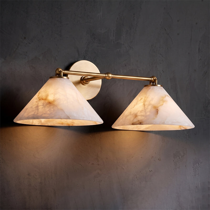 Calvrane Alabaster Brass Cone Wall Sconce