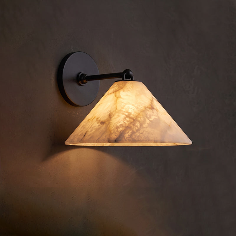 Calvrane Alabaster Brass Cone Wall Sconce
