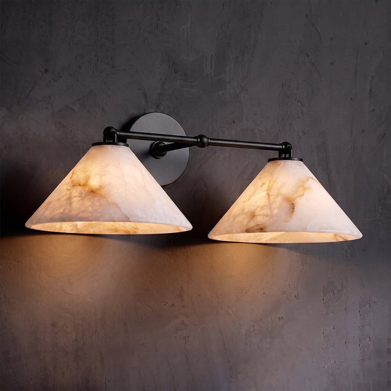 Calvrane Alabaster Brass Cone Wall Sconce