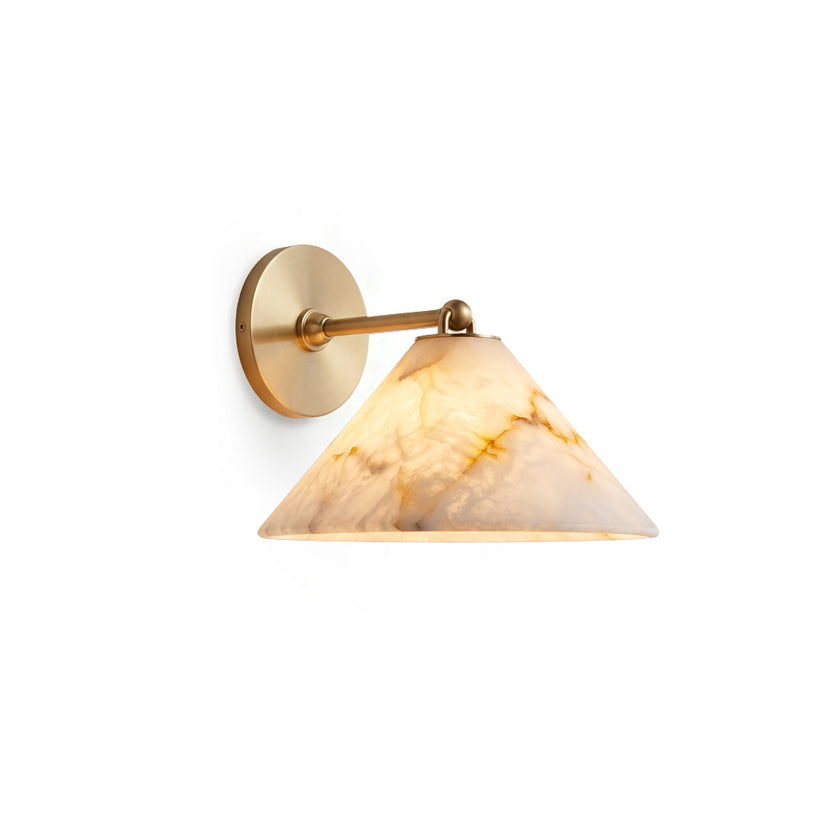 Calvrane Alabaster Brass Cone Wall Sconce