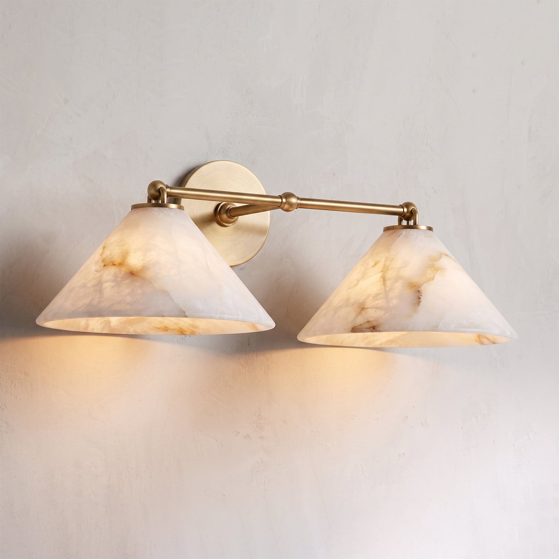 Calvrane Alabaster Brass Cone Wall Sconce