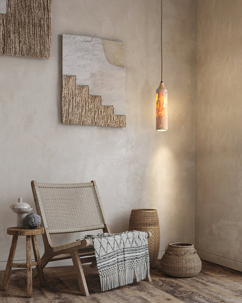 Calvrane Travertine Cylinder Pendant Light