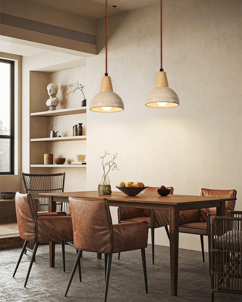 Calvrane Travertine Dome Pendant Light