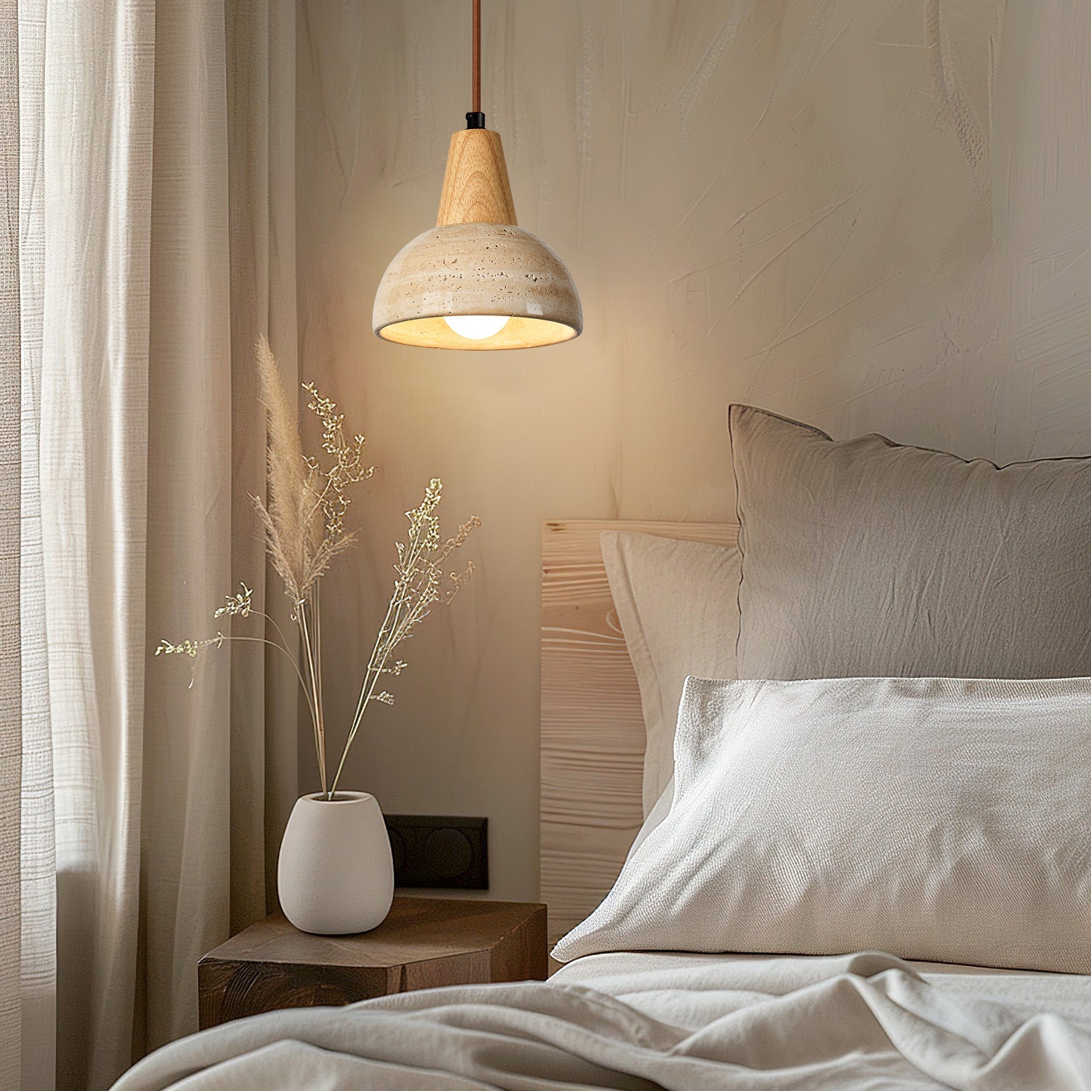 Calvrane Travertine Dome Pendant Light