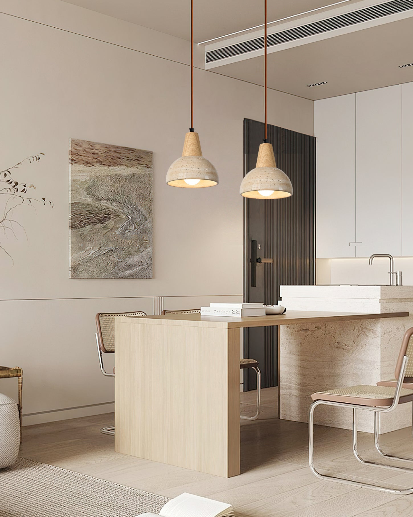 Calvrane Travertine Dome Pendant Light