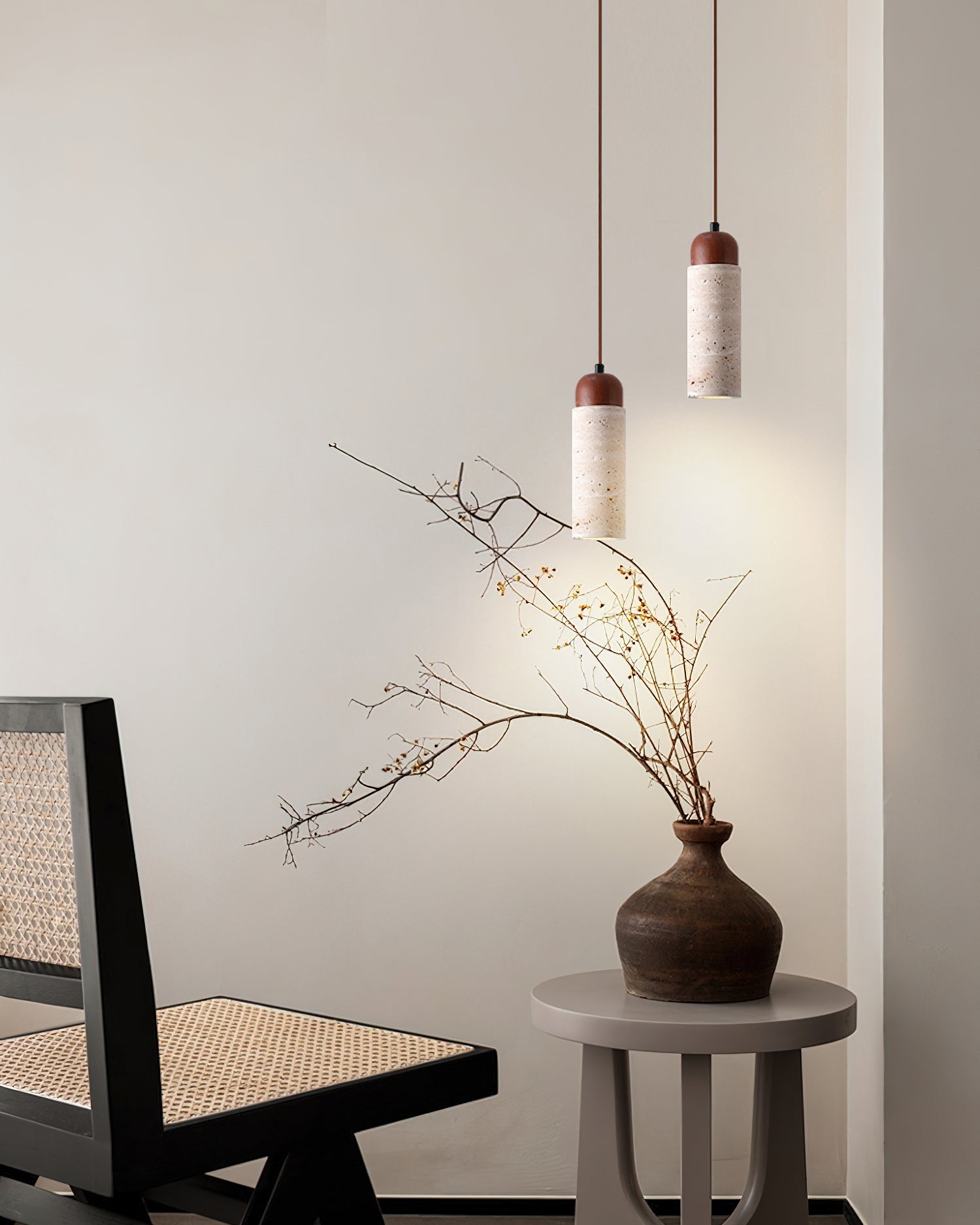 Calvrane Travertine Cylinder Pendant Light