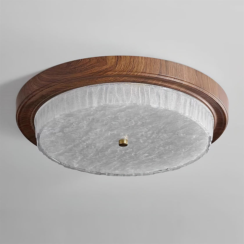 Modern Woodgrain Glass Flush Mount Ceiling Lamp