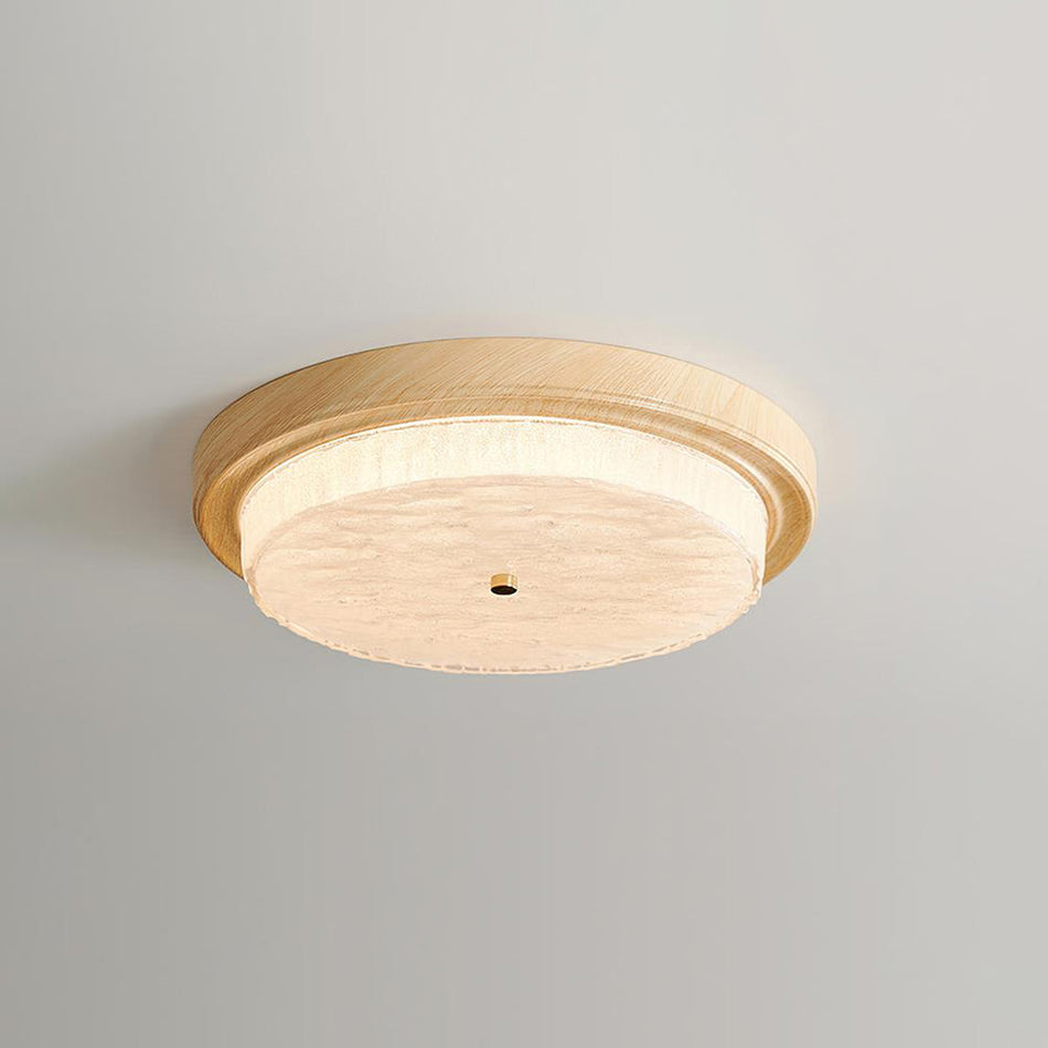 Modern Woodgrain Glass Flush Mount Ceiling Lamp