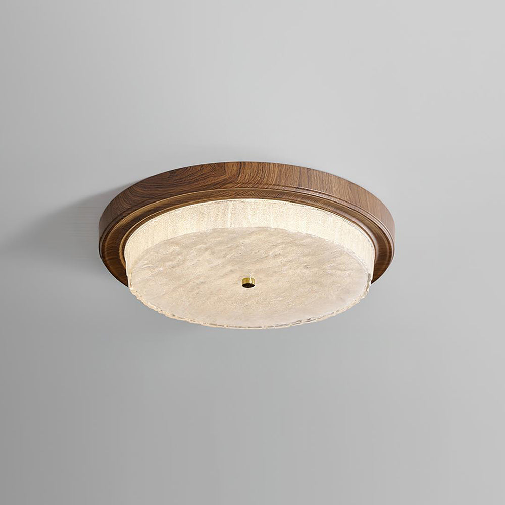 Modern Woodgrain Glass Flush Mount Ceiling Lamp