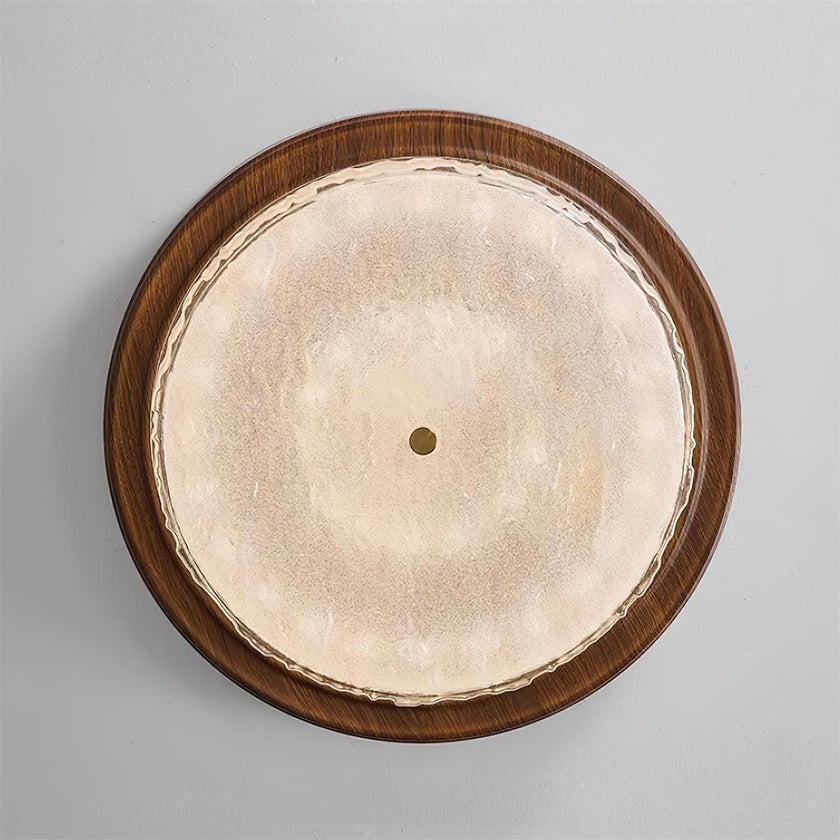 Modern Woodgrain Glass Flush Mount Ceiling Lamp