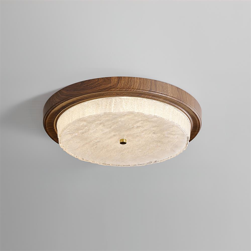 Modern Woodgrain Glass Flush Mount Ceiling Lamp