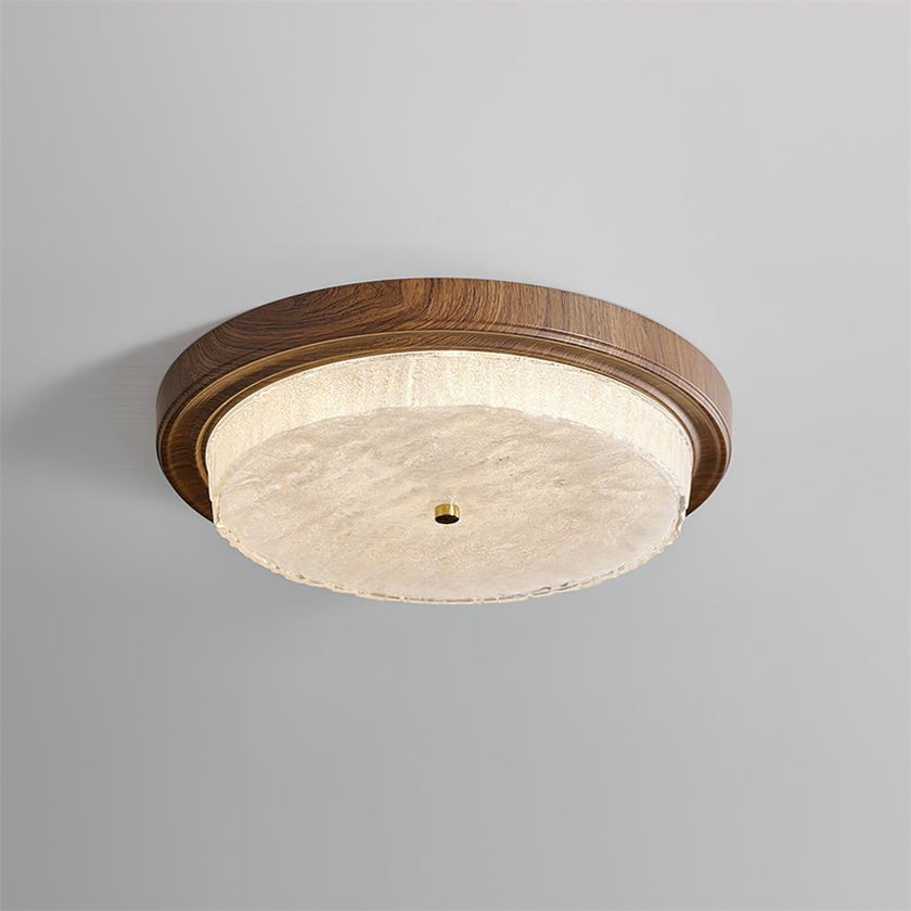 Modern Woodgrain Glass Flush Mount Ceiling Lamp