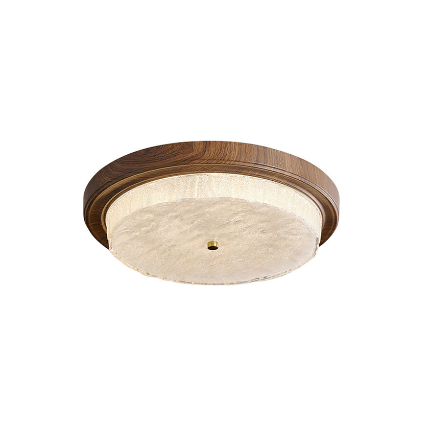 Modern Woodgrain Glass Flush Mount Ceiling Lamp