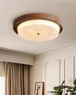 Modern Woodgrain Glass Flush Mount Ceiling Lamp