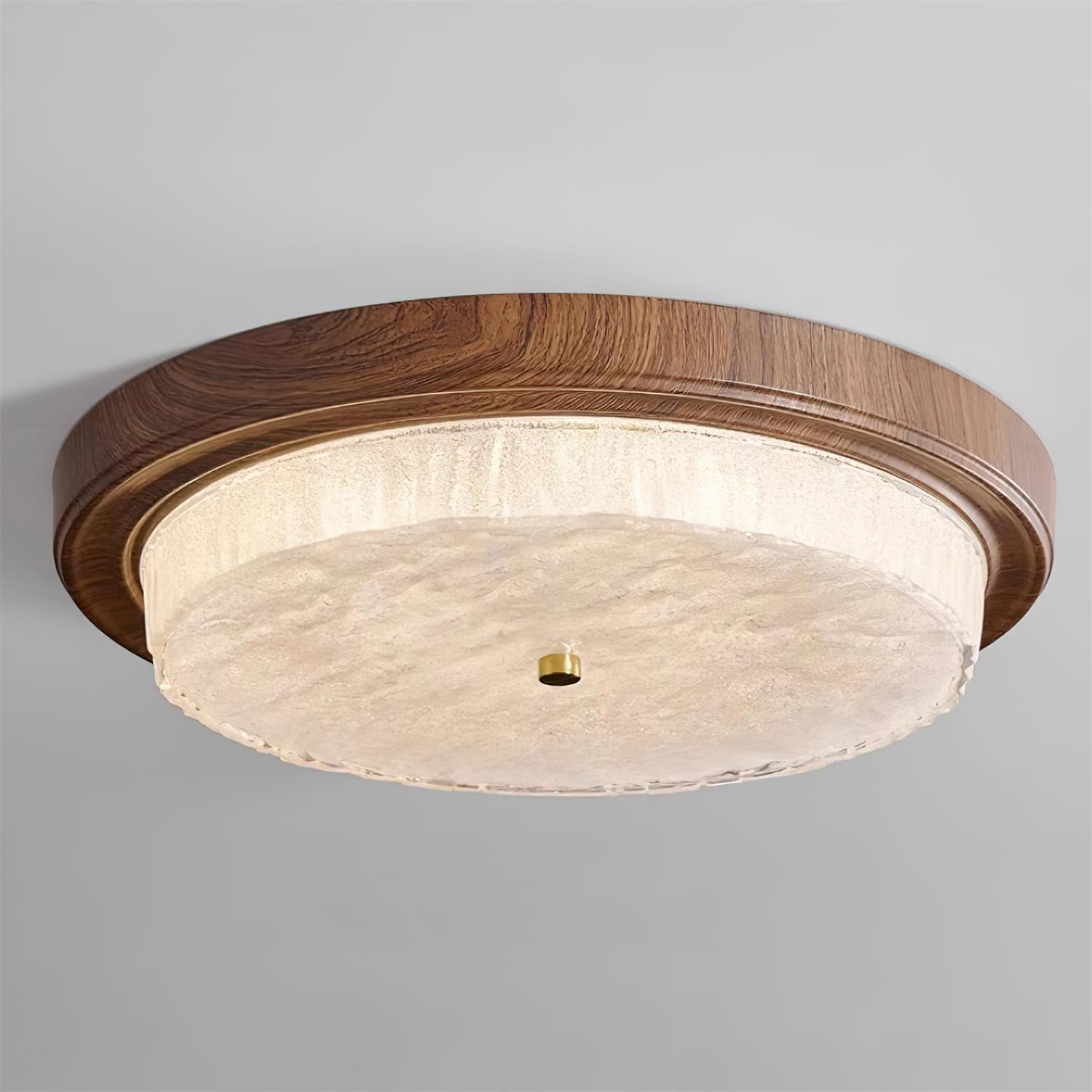 Modern Woodgrain Glass Flush Mount Ceiling Lamp