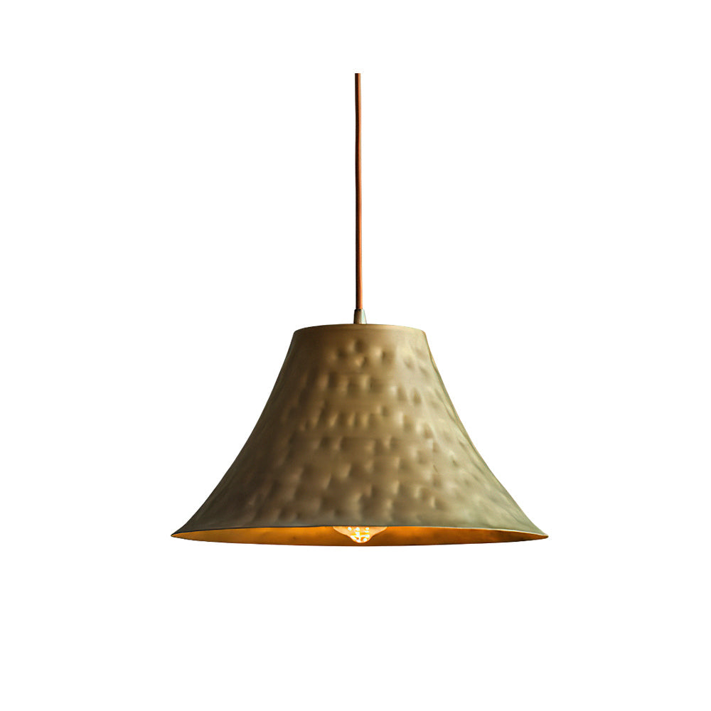 Hammered Brass Bell Pendant Light