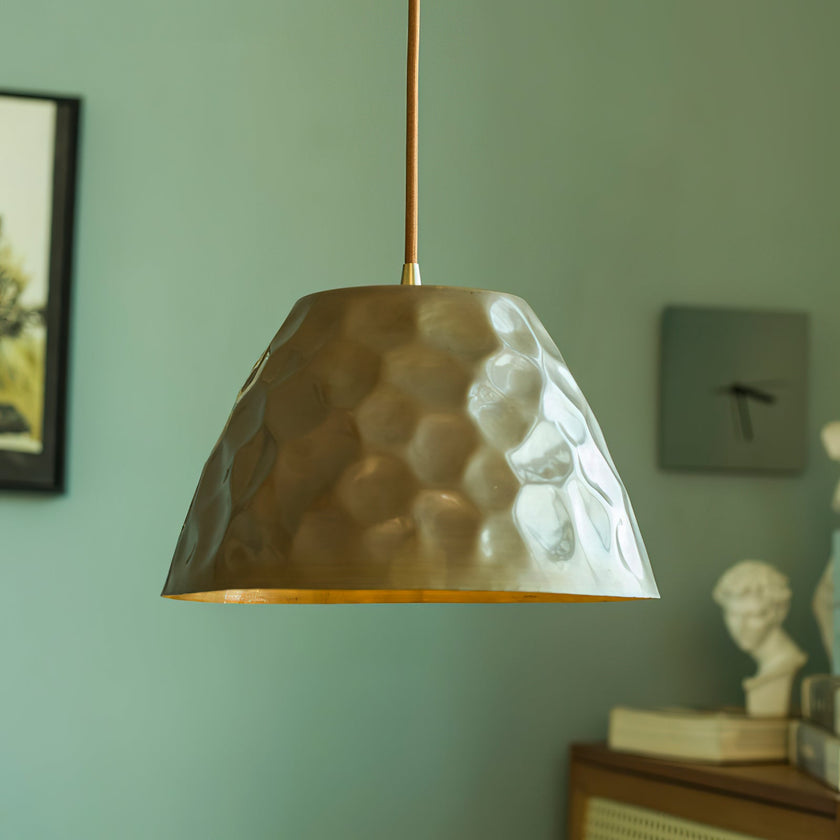 Hammered Brass Bell Pendant Light