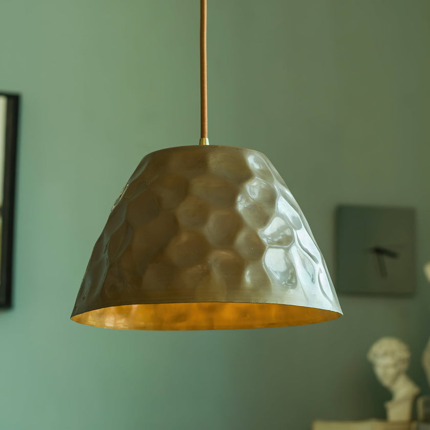 Hammered Brass Bell Pendant Light