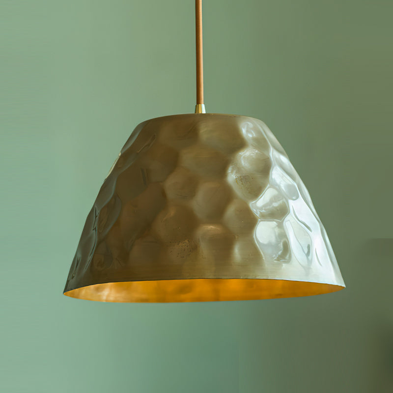 Hammered Brass Bell Pendant Light