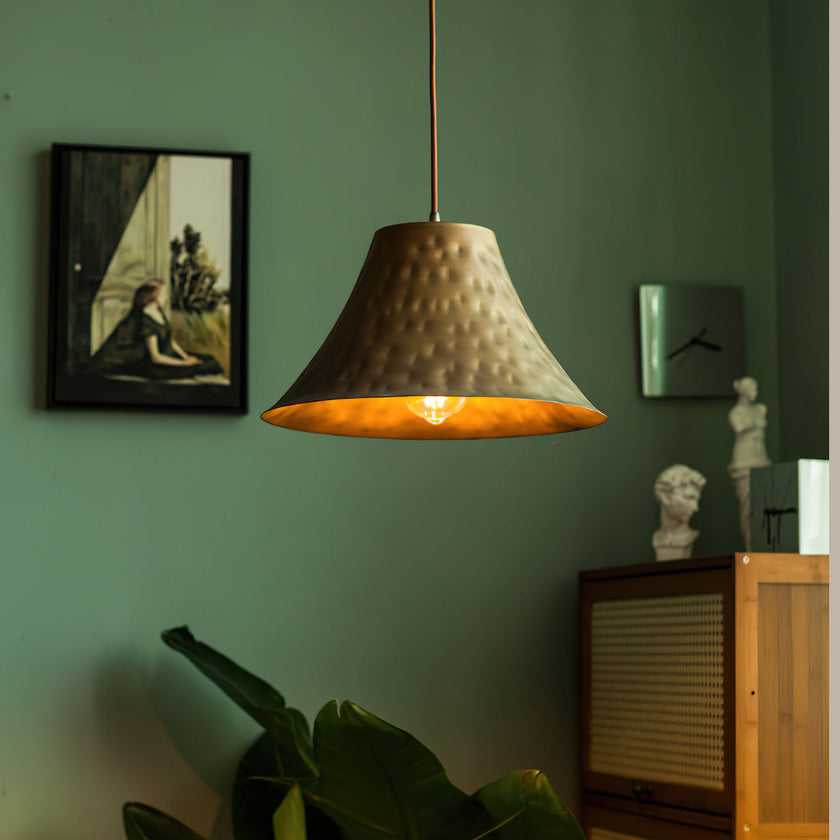 Hammered Brass Bell Pendant Light