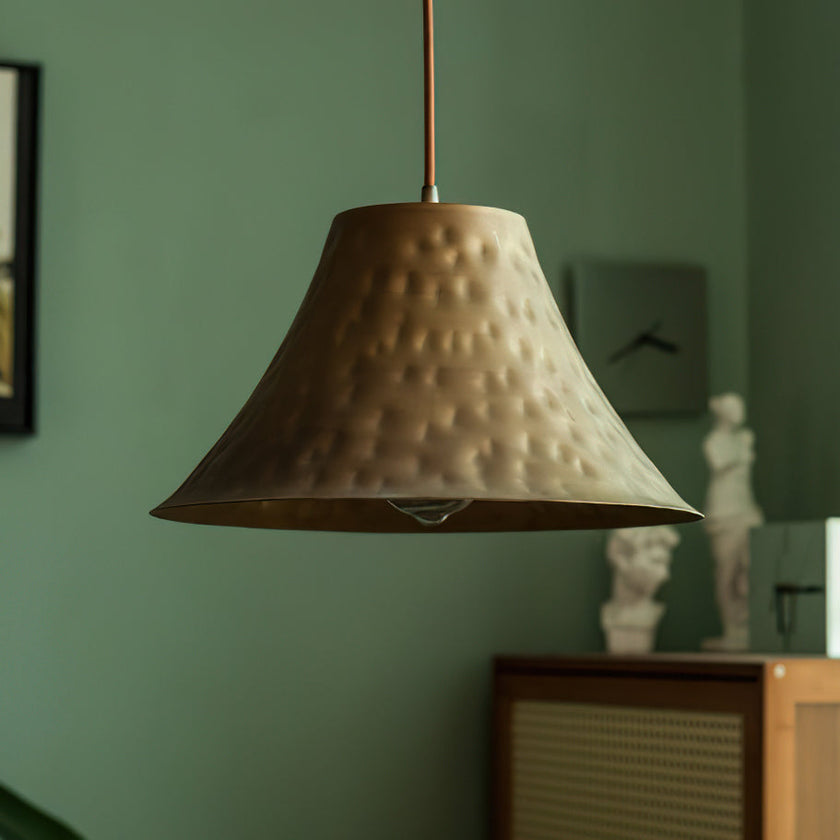 Hammered Brass Bell Pendant Light