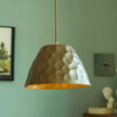 Hammered Brass Bell Pendant Light