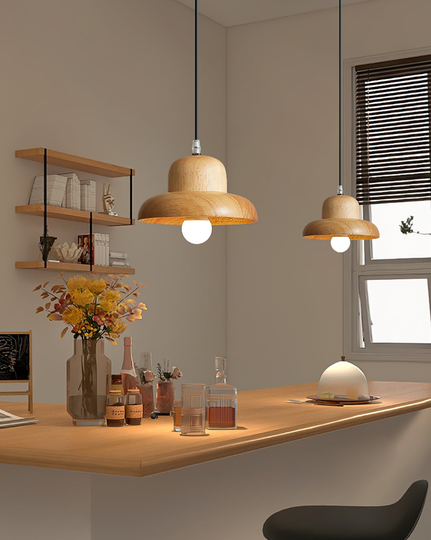 Calvrane Wood Minimalist Pendant Light