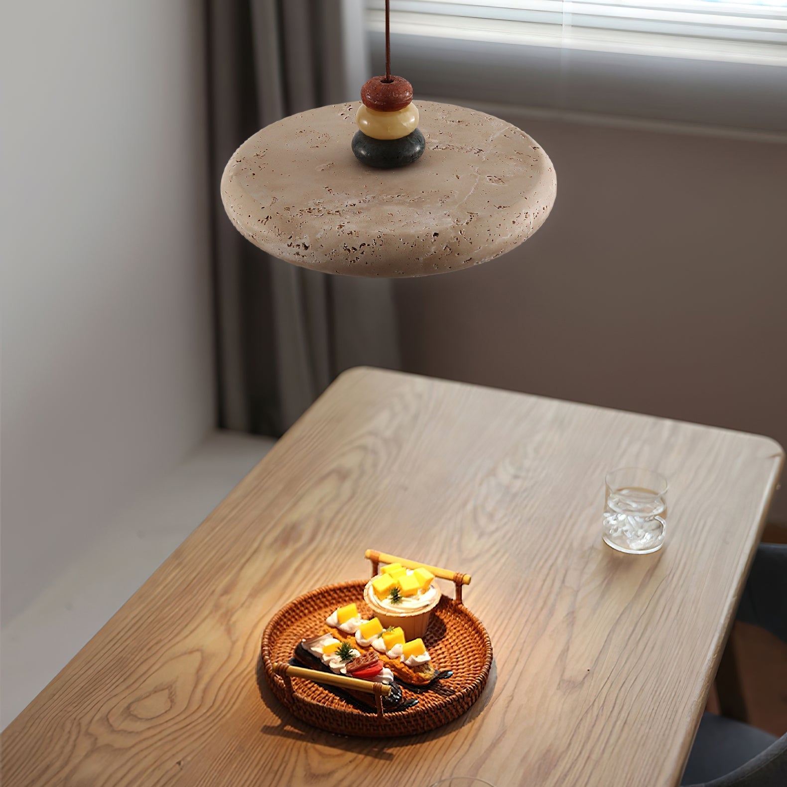 Calvrane Travertine Sculptural Pendant Light