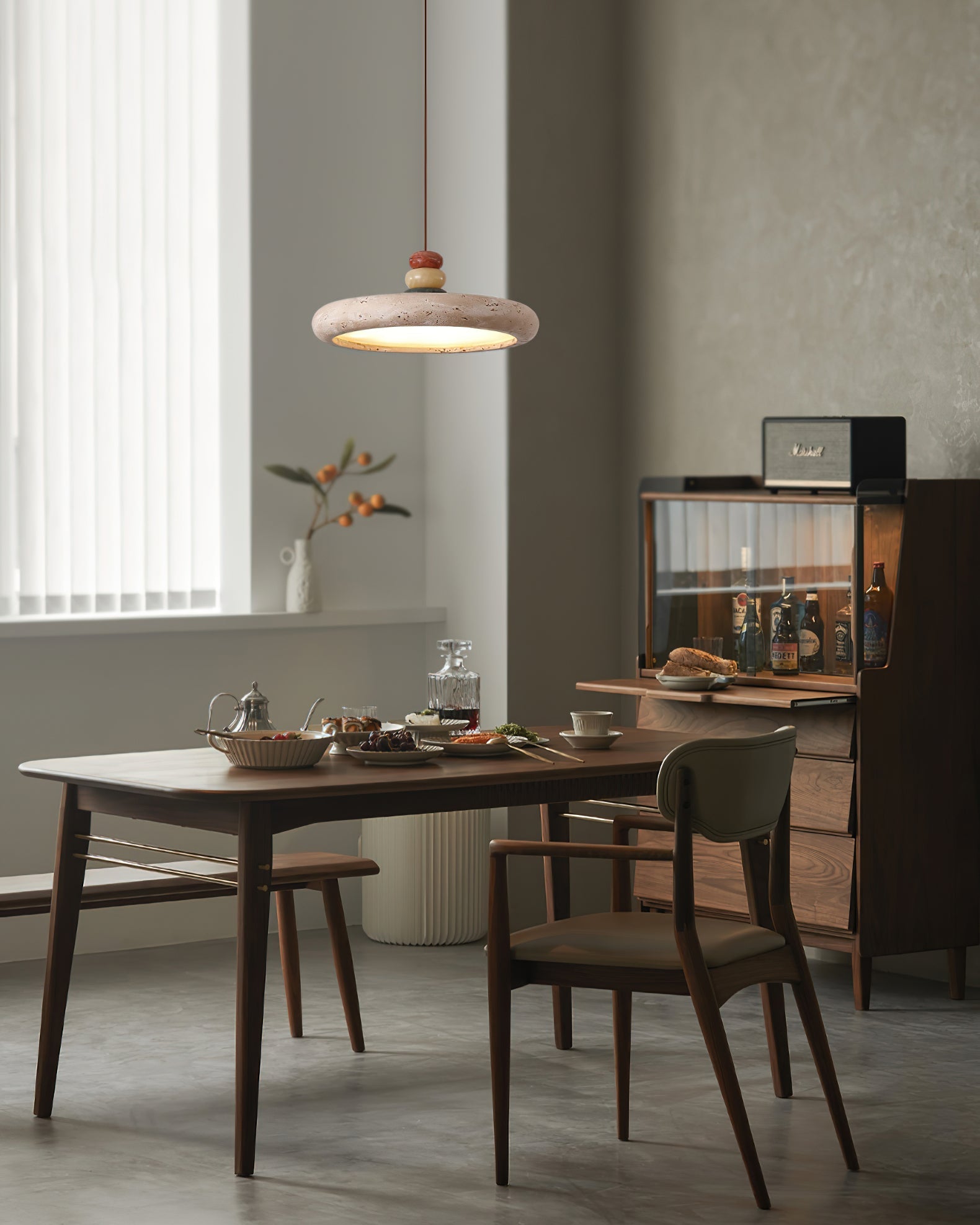 Calvrane Travertine Sculptural Pendant Light